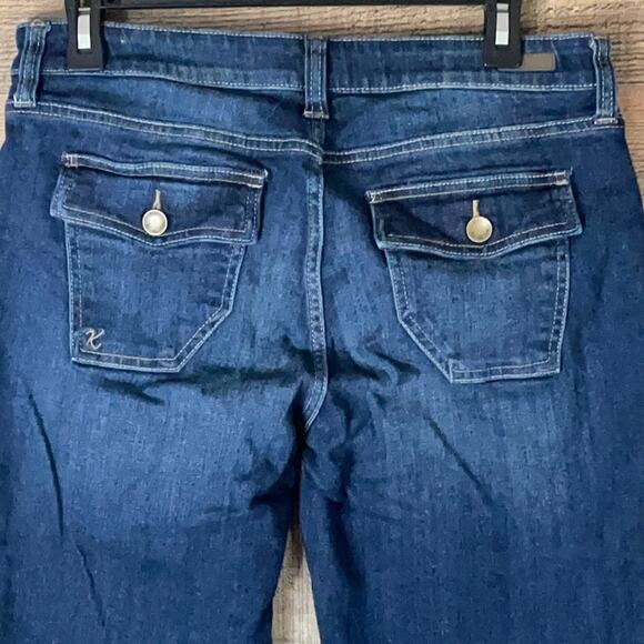 Kut From The Kloth Natalie Crop Jeans Frayed Hem Blue Denim Size 10 - Picture 6 of 10